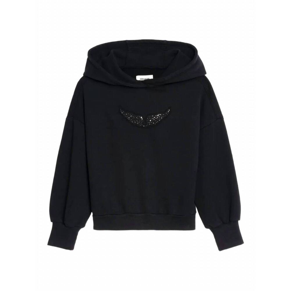 NEW ZADIG & VOLTAIRE girl's hooded sweatshirt in black